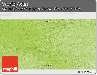 Physical 3D Map of the Area around 54° 48' 50" N, 76° 25' 30" W