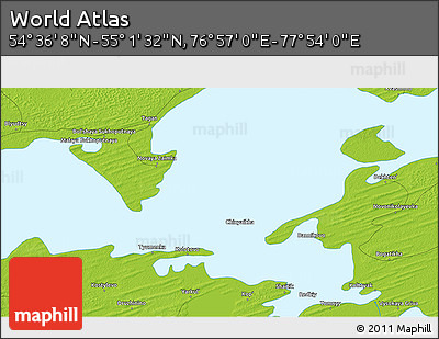 Physical 3D Map of the Area around 54° 48' 50" N, 77° 25' 30" E