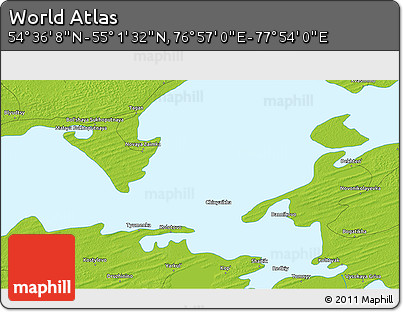 Physical 3D Map of the Area around 54° 48' 50" N, 77° 25' 30" E