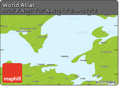 Physical Map of the Area around 54° 48' 50" N, 77° 25' 30" E