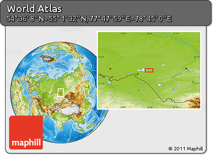 Physical Location Map of the Area around 54° 48' 50" N, 78° 16' 30" E