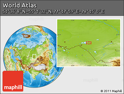 Physical Location Map of the Area around 54° 48' 50" N, 78° 16' 30" E