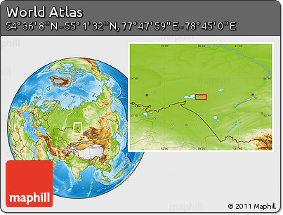 Physical Location Map of the Area around 54° 48' 50" N, 78° 16' 30" E