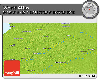 Physical 3D Map of the Area around 54° 48' 50" N, 79° 7' 30" E