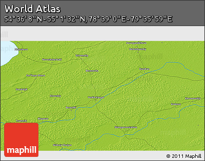 Physical 3D Map of the Area around 54° 48' 50" N, 79° 7' 30" E