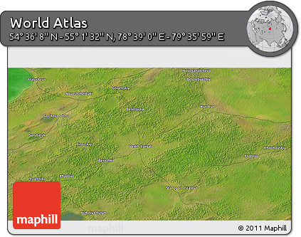 Satellite 3D Map of the Area around 54° 48' 50" N, 79° 7' 30" E