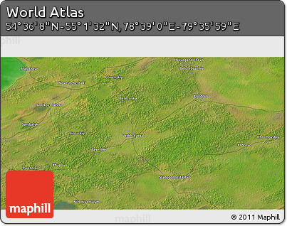 Satellite 3D Map of the Area around 54° 48' 50" N, 79° 7' 30" E