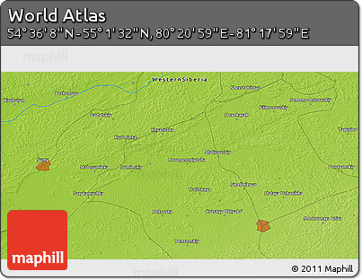 Physical 3D Map of the Area around 54° 48' 50" N, 80° 49' 29" E