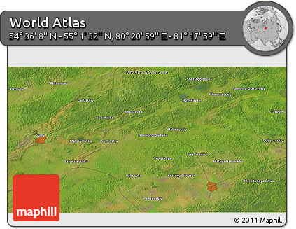 Satellite 3D Map of the Area around 54° 48' 50" N, 80° 49' 29" E