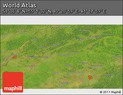 Satellite 3D Map of the Area around 54° 48' 50" N, 80° 49' 29" E