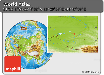 Physical Location Map of the Area around 54° 48' 50" N, 80° 49' 29" E