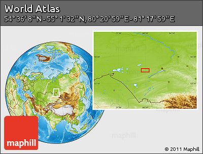 Physical Location Map of the Area around 54° 48' 50" N, 80° 49' 29" E