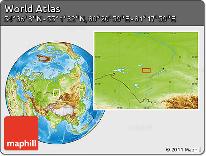 Physical Location Map of the Area around 54° 48' 50" N, 80° 49' 29" E