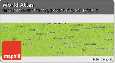 Physical Panoramic Map of the Area around 54° 48' 50" N, 80° 49' 29" E