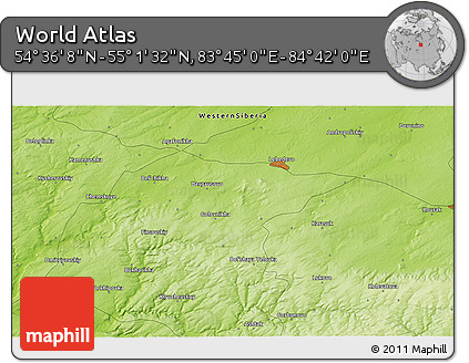 Physical 3D Map of the Area around 54° 48' 50" N, 84° 13' 29" E