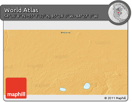 Political 3D Map of the Area around 54° 48' 50" N, 84° 55' 30" W