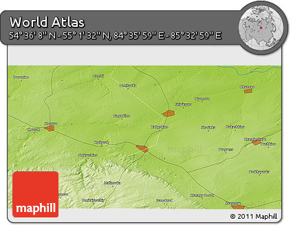 Physical 3D Map of the Area around 54° 48' 50" N, 85° 4' 29" E