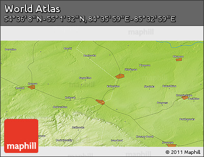 Physical 3D Map of the Area around 54° 48' 50" N, 85° 4' 29" E
