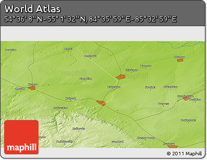 Physical 3D Map of the Area around 54° 48' 50" N, 85° 4' 29" E