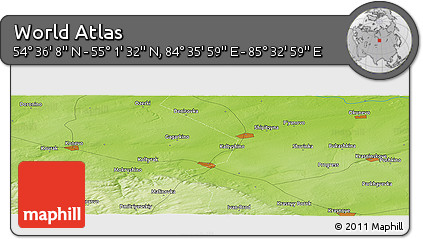 Physical Panoramic Map of the Area around 54° 48' 50" N, 85° 4' 29" E
