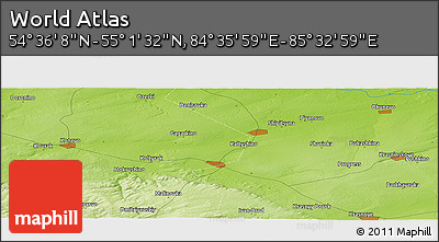 Physical Panoramic Map of the Area around 54° 48' 50" N, 85° 4' 29" E