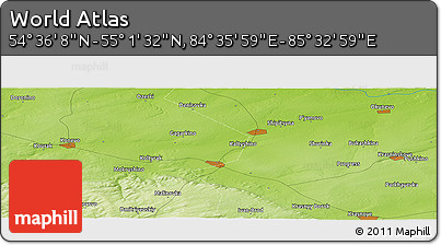 Physical Panoramic Map of the Area around 54° 48' 50" N, 85° 4' 29" E