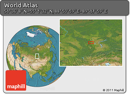 Satellite Location Map of the Area around 54° 48' 50" N, 89° 19' 29" E