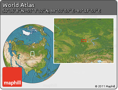 Satellite Location Map of the Area around 54° 48' 50" N, 89° 19' 29" E