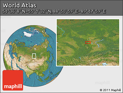 Satellite Location Map of the Area around 54° 48' 50" N, 89° 19' 29" E