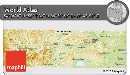 Physical Panoramic Map of the Area around 54° 48' 50" N, 89° 19' 29" E