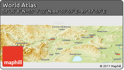 Physical Panoramic Map of the Area around 54° 48' 50" N, 89° 19' 29" E