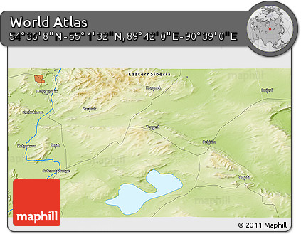 Physical 3D Map of the Area around 54° 48' 50" N, 90° 10' 30" E