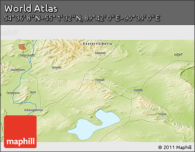 Physical 3D Map of the Area around 54° 48' 50" N, 90° 10' 30" E