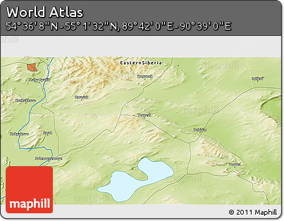 Physical 3D Map of the Area around 54° 48' 50" N, 90° 10' 30" E