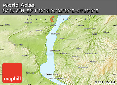 Physical Map of the Area around 54° 48' 50" N, 91° 1' 30" E