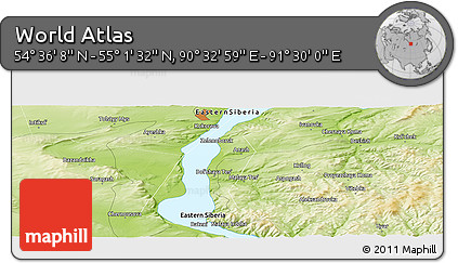 Physical Panoramic Map of the Area around 54° 48' 50" N, 91° 1' 30" E