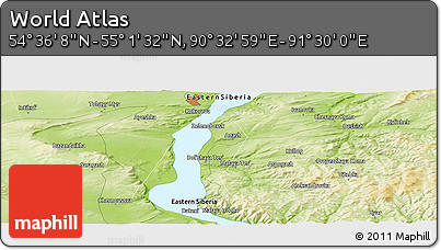 Physical Panoramic Map of the Area around 54° 48' 50" N, 91° 1' 30" E