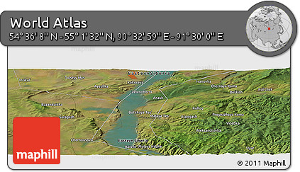 Satellite Panoramic Map of the Area around 54° 48' 50" N, 91° 1' 30" E