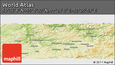 Physical Panoramic Map of the Area around 54° 48' 50" N, 91° 52' 30" E