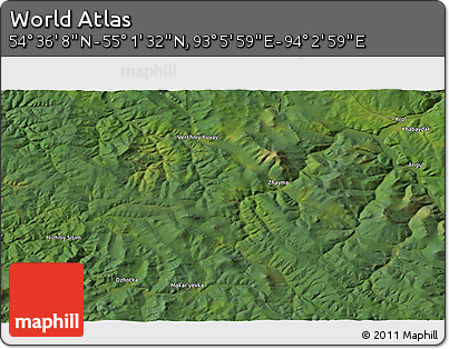 Satellite 3D Map of the Area around 54° 48' 50" N, 93° 34' 29" E