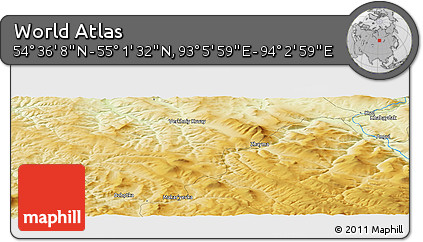 Physical Panoramic Map of the Area around 54° 48' 50" N, 93° 34' 29" E