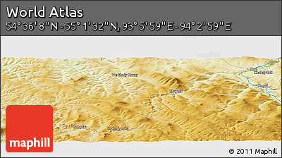 Physical Panoramic Map of the Area around 54° 48' 50" N, 93° 34' 29" E