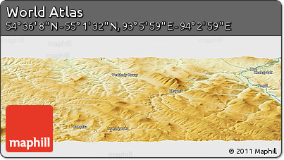 Physical Panoramic Map of the Area around 54° 48' 50" N, 93° 34' 29" E