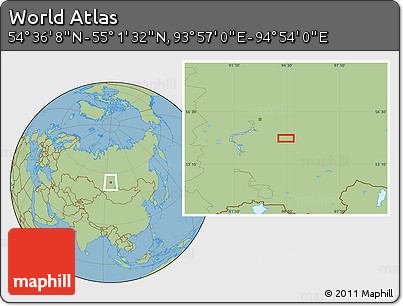 Savanna Style Location Map of the Area around 54° 48' 50" N, 94° 25' 30" E