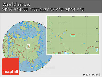 Savanna Style Location Map of the Area around 54° 48' 50" N, 94° 25' 30" E