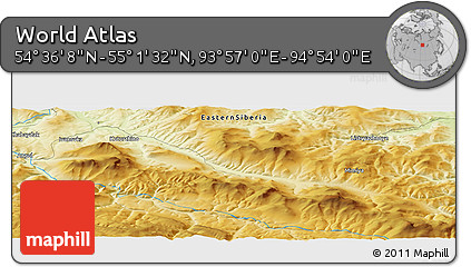 Physical Panoramic Map of the Area around 54° 48' 50" N, 94° 25' 30" E