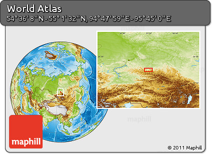 Physical Location Map of the Area around 54° 48' 50" N, 95° 16' 30" E