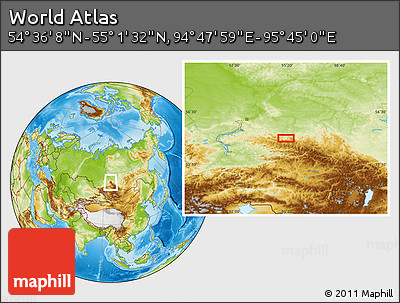 Physical Location Map of the Area around 54° 48' 50" N, 95° 16' 30" E