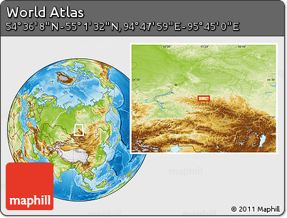 Physical Location Map of the Area around 54° 48' 50" N, 95° 16' 30" E