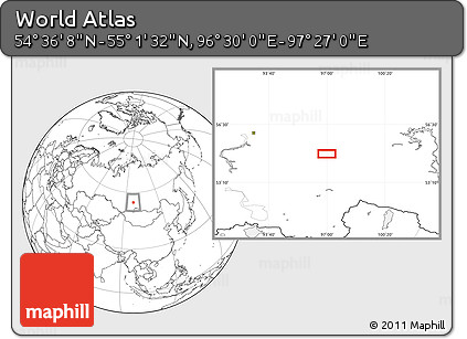 Blank Location Map of the Area around 54° 48' 50" N, 96° 58' 29" E